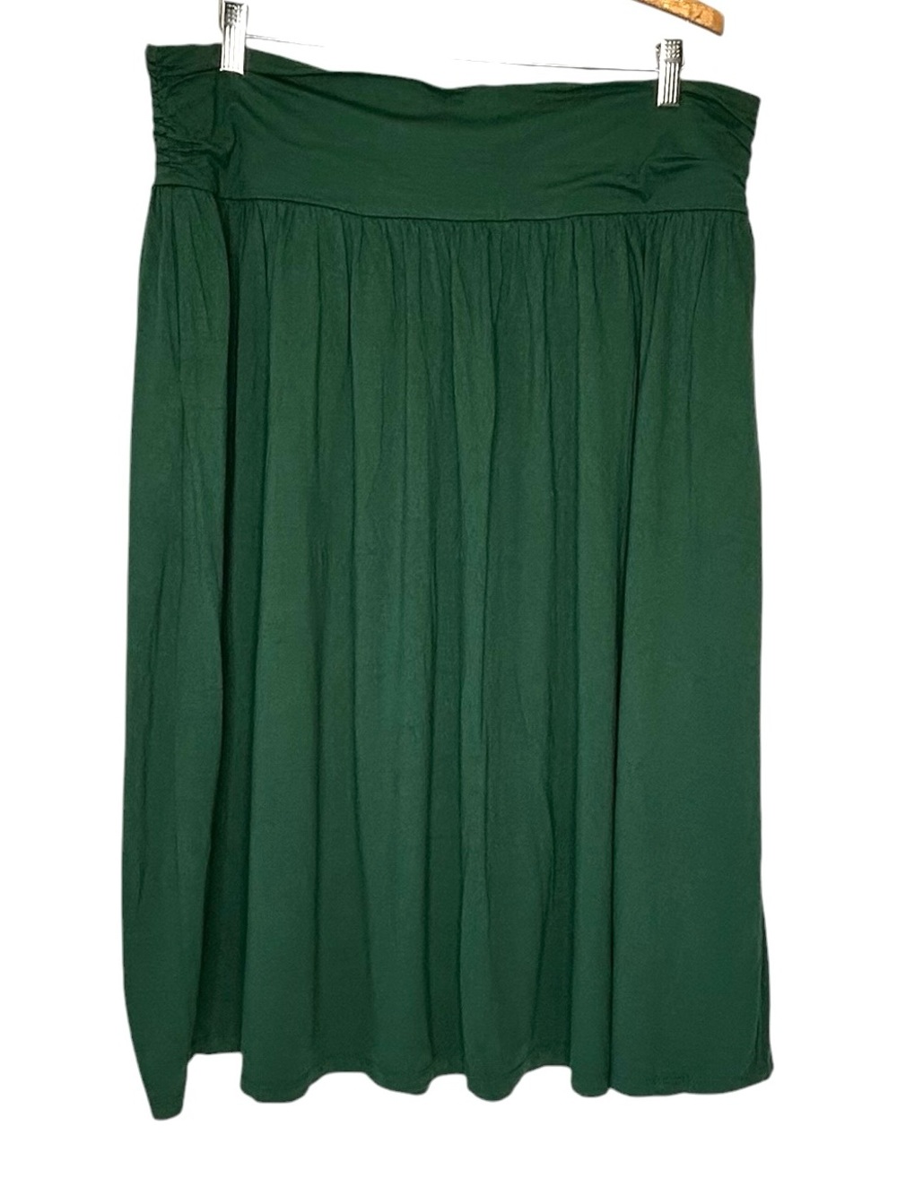 BODEN Women US 16 18R Green Jersey Knit Pockets Pull On Elastic Waist Midi Skirt
